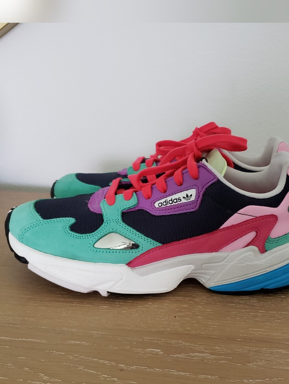 adidas Colorblock Falcon Sneakers in Teal, Purple & Hot Pink - Picture 5 of 7
